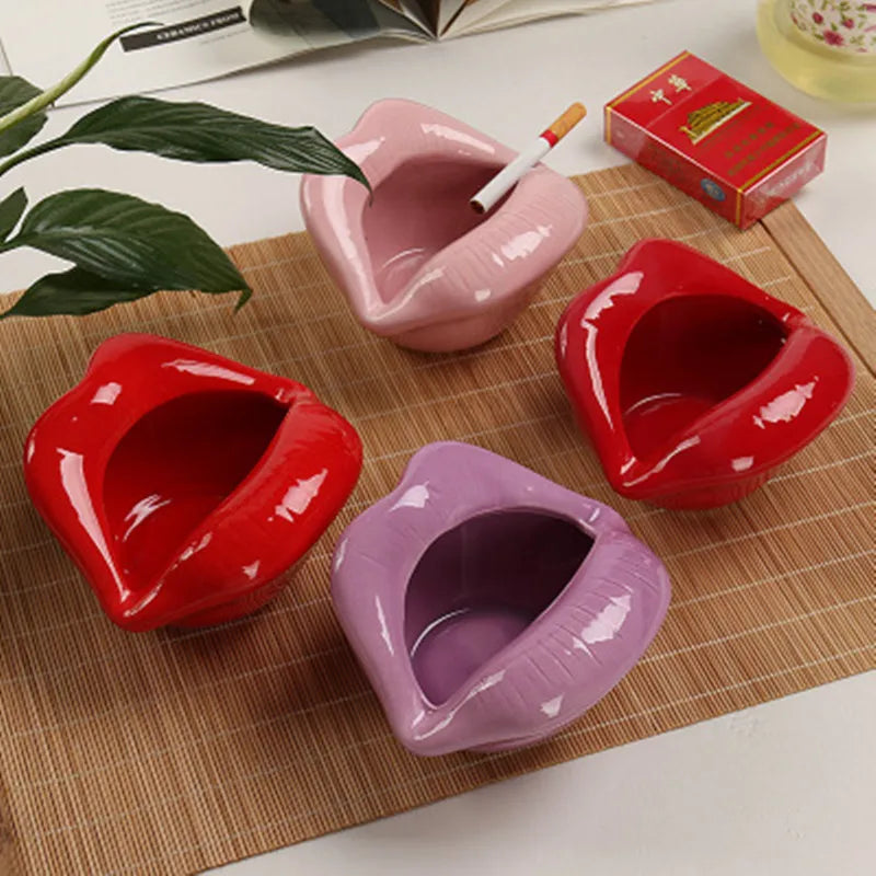 'Kiss My Ash' Mouth Shaped Ceramic Ashtray