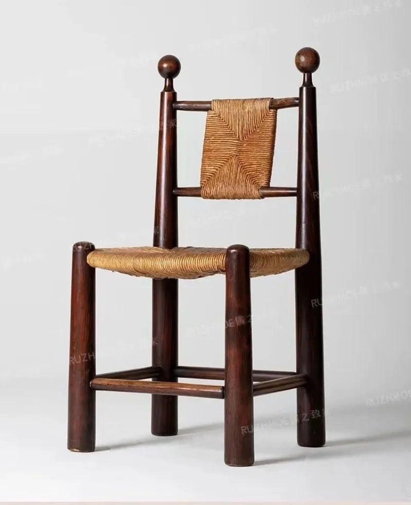 Vintage Solid Wood Rattan Luxury Chair