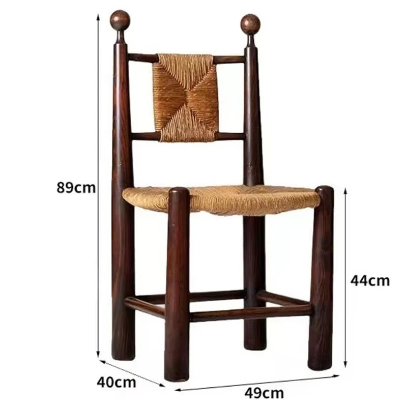 Vintage Solid Wood Rattan Luxury Chair