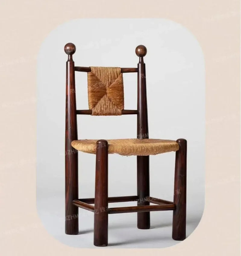 Vintage Solid Wood Rattan Luxury Chair